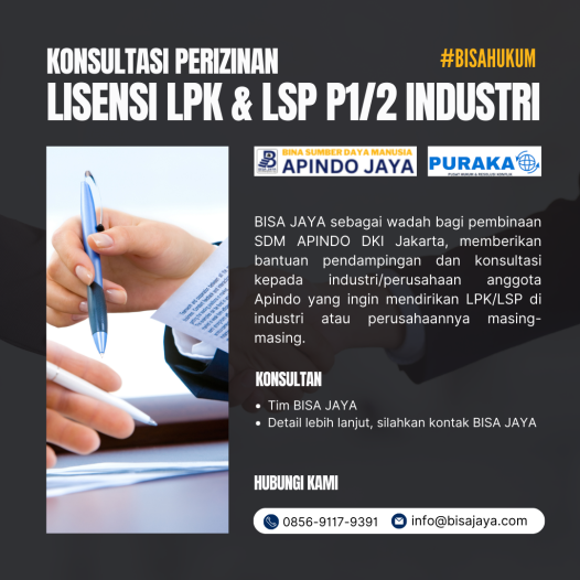 Konsultasi Perizinan Lisensi LPK & LSP P1/2 Industri