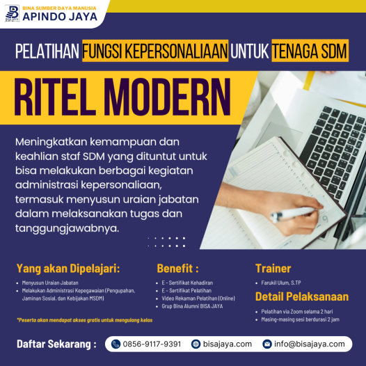 Pelatihan Melakukan Fungsi Kepersonaliaan Untuk Tenaga SDM Ritel Modern